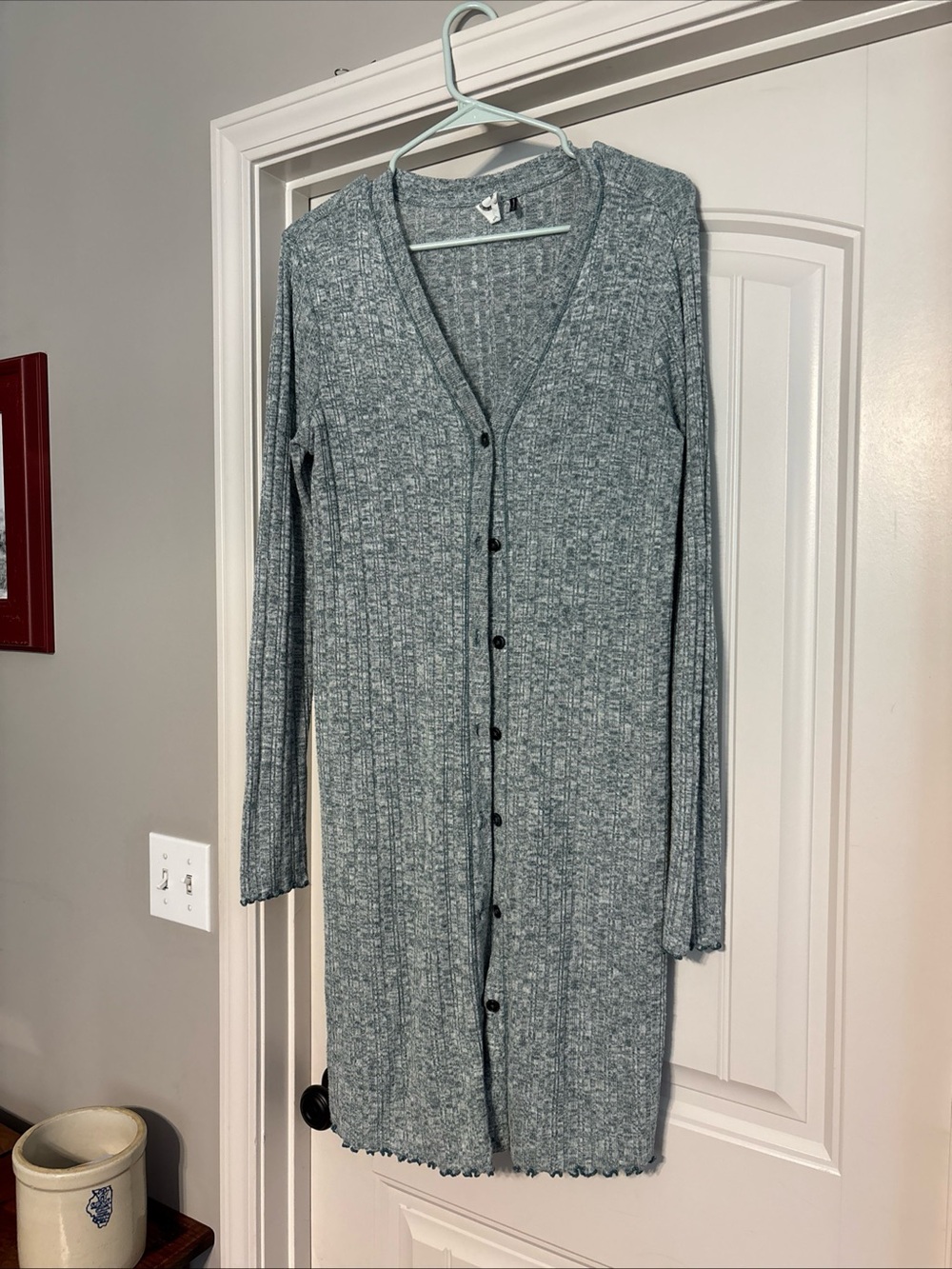 anthropologie akemi kin chateaux ribbed long duster cardigan size M Green